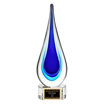 TEARDROP -BLUE ART GLASS