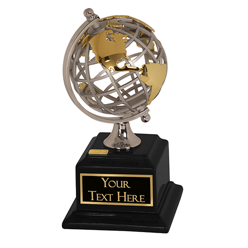 Globe on Black Square Base Award