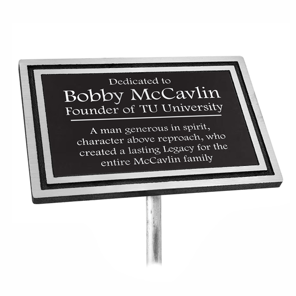 Silver & Black Cast Aluminum Plaque with Rod