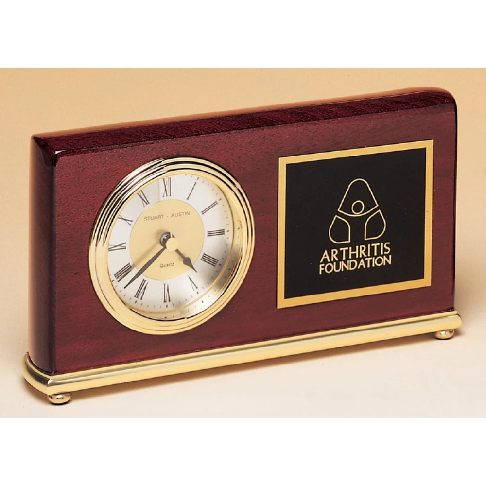 Rosewood Piano Finish Horizontal Desk Clock