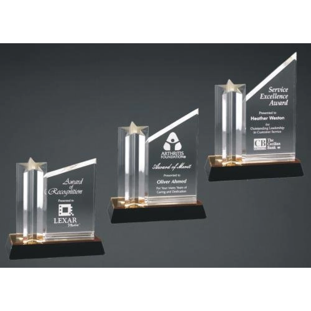 Star Column Award With Gold/Black Base