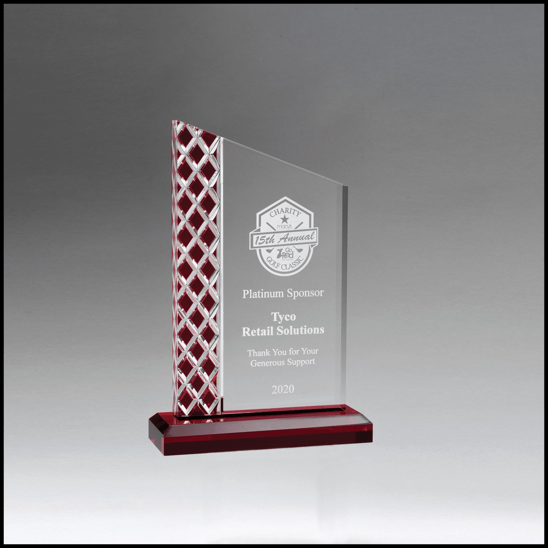 Zenith Series Clear Acrylic with Red Metallic Accent