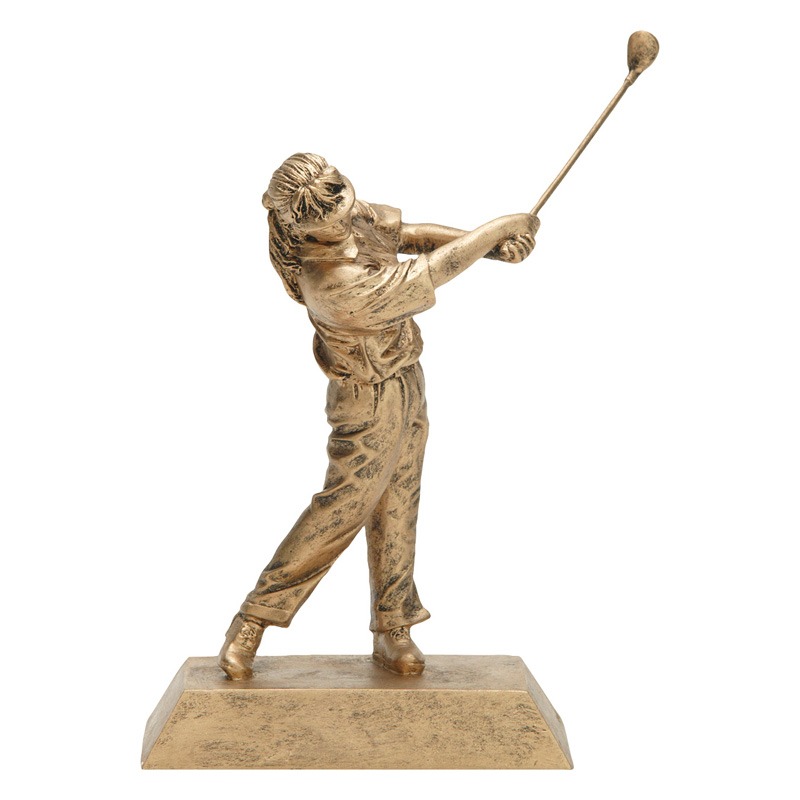 Resin Gold Female Golfer